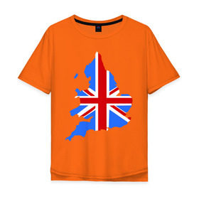 Мужская футболка хлопок Oversize с принтом Карта Англии в Екатеринбурге, 100% хлопок | свободный крой, круглый ворот, “спинка” длиннее передней части | england | gb | uk | британия | британский флаг | карта англии | флаги