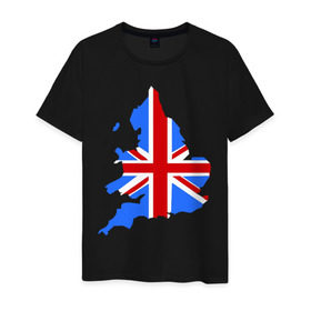 Мужская футболка хлопок с принтом Карта Англии в Екатеринбурге, 100% хлопок | прямой крой, круглый вырез горловины, длина до линии бедер, слегка спущенное плечо. | england | gb | uk | британия | британский флаг | карта англии | флаги