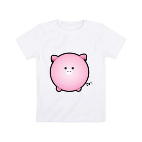 Детская футболка хлопок с принтом Cute Puffy Animals (2) в Екатеринбурге, 100% хлопок | круглый вырез горловины, полуприлегающий силуэт, длина до линии бедер | cute puffy animals | животные | милые надутые | поросенок | свинка | свинья | хрюн | хрюшка