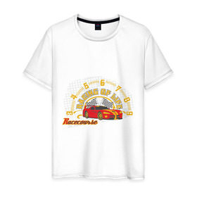 Мужская футболка хлопок с принтом Racing of life в Екатеринбурге, 100% хлопок | прямой крой, круглый вырез горловины, длина до линии бедер, слегка спущенное плечо. | race | racing of life | автомобили | автомобиль | гонка | гонки | гоночный автомобиль
