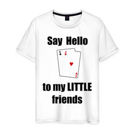 Мужская футболка хлопок с принтом Маленькие друзья в Екатеринбурге, 100% хлопок | прямой крой, круглый вырез горловины, длина до линии бедер, слегка спущенное плечо. | aces | poker | два туза | карточные игры | пара | покер | туз | тузы