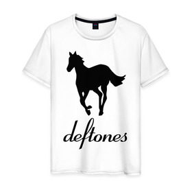 Мужская футболка хлопок с принтом Deftones (3) в Екатеринбурге, 100% хлопок | прямой крой, круглый вырез горловины, длина до линии бедер, слегка спущенное плечо. | дефтонс | лошадь | музыка | рок | эмблема deftones