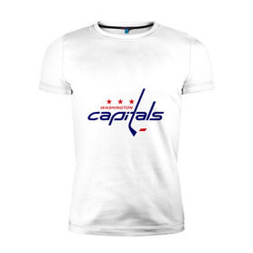 Мужская футболка премиум с принтом Washington Capitals в Екатеринбурге, 92% хлопок, 8% лайкра | приталенный силуэт, круглый вырез ворота, длина до линии бедра, короткий рукав | washington capitals | вашингтон капиталс | лига | нхл | хокей | хоккей