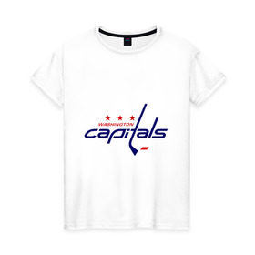 Женская футболка хлопок с принтом Washington Capitals в Екатеринбурге, 100% хлопок | прямой крой, круглый вырез горловины, длина до линии бедер, слегка спущенное плечо | washington capitals | вашингтон капиталс | лига | нхл | хокей | хоккей