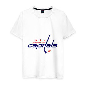 Мужская футболка хлопок с принтом Washington Capitals в Екатеринбурге, 100% хлопок | прямой крой, круглый вырез горловины, длина до линии бедер, слегка спущенное плечо. | washington capitals | вашингтон капиталс | лига | нхл | хокей | хоккей