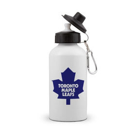 Бутылка спортивная с принтом Toronto Maple Leafs в Екатеринбурге, металл | емкость — 500 мл, в комплекте две пластиковые крышки и карабин для крепления | 