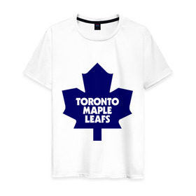 Мужская футболка хлопок с принтом Toronto Maple Leafs в Екатеринбурге, 100% хлопок | прямой крой, круглый вырез горловины, длина до линии бедер, слегка спущенное плечо. | Тематика изображения на принте: 