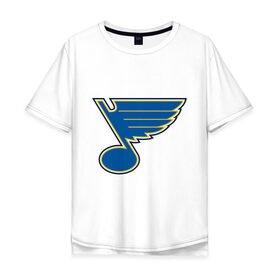 Мужская футболка хлопок Oversize с принтом St Louis Blues в Екатеринбурге, 100% хлопок | свободный крой, круглый ворот, “спинка” длиннее передней части | nhl | st louis blues | нхл | хоккей | хоккейная лига