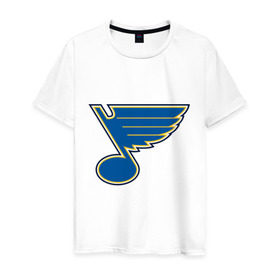 Мужская футболка хлопок с принтом St Louis Blues в Екатеринбурге, 100% хлопок | прямой крой, круглый вырез горловины, длина до линии бедер, слегка спущенное плечо. | nhl | st louis blues | нхл | хоккей | хоккейная лига