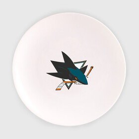 Тарелка 3D с принтом San Jose Sharks в Екатеринбурге, фарфор | диаметр - 210 мм
диаметр для нанесения принта - 120 мм | национальная хоккейная лига | нхл | сан хосе шаркс