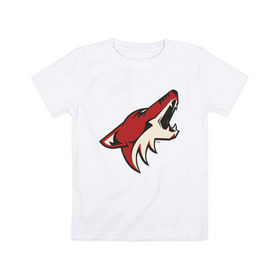 Детская футболка хлопок с принтом Phoenix Coyotes в Екатеринбурге, 100% хлопок | круглый вырез горловины, полуприлегающий силуэт, длина до линии бедер | nhl | phoenix coyotes | нхл | хоккей | хоккейная лига