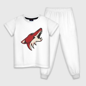 Детская пижама хлопок с принтом Phoenix Coyotes в Екатеринбурге, 100% хлопок |  брюки и футболка прямого кроя, без карманов, на брюках мягкая резинка на поясе и по низу штанин
 | nhl | phoenix coyotes | нхл | хоккей | хоккейная лига