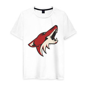 Мужская футболка хлопок с принтом Phoenix Coyotes в Екатеринбурге, 100% хлопок | прямой крой, круглый вырез горловины, длина до линии бедер, слегка спущенное плечо. | nhl | phoenix coyotes | нхл | хоккей | хоккейная лига
