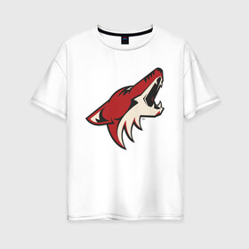 Женская футболка хлопок Oversize с принтом Phoenix Coyotes в Екатеринбурге, 100% хлопок | свободный крой, круглый ворот, спущенный рукав, длина до линии бедер
 | nhl | phoenix coyotes | нхл | хоккей | хоккейная лига