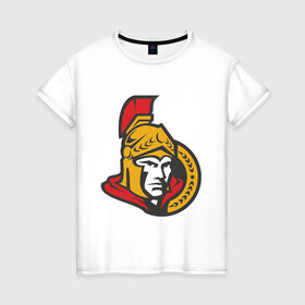 Женская футболка хлопок с принтом Ottawa Senators в Екатеринбурге, 100% хлопок | прямой крой, круглый вырез горловины, длина до линии бедер, слегка спущенное плечо | ottawa senators | канадский хоккей | нхл | оттава сенаторс | хокей | хоккей | хоккейная лига