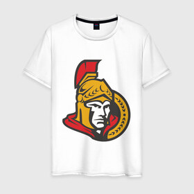 Мужская футболка хлопок с принтом Ottawa Senators в Екатеринбурге, 100% хлопок | прямой крой, круглый вырез горловины, длина до линии бедер, слегка спущенное плечо. | ottawa senators | канадский хоккей | нхл | оттава сенаторс | хокей | хоккей | хоккейная лига
