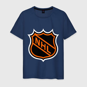 Мужская футболка хлопок с принтом NHL в Екатеринбурге, 100% хлопок | прямой крой, круглый вырез горловины, длина до линии бедер, слегка спущенное плечо. | национальная хоккейная лига | нхл