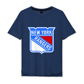 Мужская футболка хлопок Oversize с принтом New York Rangers в Екатеринбурге, 100% хлопок | свободный крой, круглый ворот, “спинка” длиннее передней части | Тематика изображения на принте: new york rangers | nhl | национальная хоккейная лига | нью йорк рейнджерс | хоккей | хоккейная лига