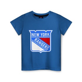 Детская футболка хлопок с принтом New York Rangers в Екатеринбурге, 100% хлопок | круглый вырез горловины, полуприлегающий силуэт, длина до линии бедер | new york rangers | nhl | национальная хоккейная лига | нью йорк рейнджерс | хоккей | хоккейная лига