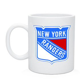 Кружка с принтом New York Rangers в Екатеринбурге, керамика | объем — 330 мл, диаметр — 80 мм. Принт наносится на бока кружки, можно сделать два разных изображения | Тематика изображения на принте: new york rangers | nhl | национальная хоккейная лига | нью йорк рейнджерс | хоккей | хоккейная лига