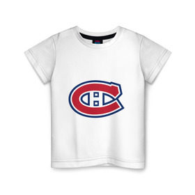 Детская футболка хлопок с принтом Montreal Canadiens в Екатеринбурге, 100% хлопок | круглый вырез горловины, полуприлегающий силуэт, длина до линии бедер | montreal canadiens | канадская хоккейная лига | монтреал | нхл | хокей | хоккей