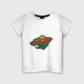 Детская футболка хлопок с принтом Minnesota Wild в Екатеринбурге, 100% хлопок | круглый вырез горловины, полуприлегающий силуэт, длина до линии бедер | Тематика изображения на принте: 