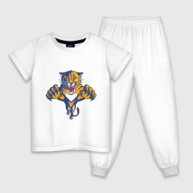 Детская пижама хлопок с принтом Florida Panthers в Екатеринбурге, 100% хлопок |  брюки и футболка прямого кроя, без карманов, на брюках мягкая резинка на поясе и по низу штанин
 | florida panthers | nhl | нхл | флорида пантерс | хоккей | хоккейная лига