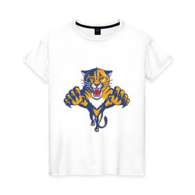 Женская футболка хлопок с принтом Florida Panthers в Екатеринбурге, 100% хлопок | прямой крой, круглый вырез горловины, длина до линии бедер, слегка спущенное плечо | florida panthers | nhl | нхл | флорида пантерс | хоккей | хоккейная лига