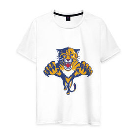 Мужская футболка хлопок с принтом Florida Panthers в Екатеринбурге, 100% хлопок | прямой крой, круглый вырез горловины, длина до линии бедер, слегка спущенное плечо. | florida panthers | nhl | нхл | флорида пантерс | хоккей | хоккейная лига