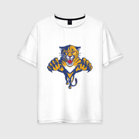 Женская футболка хлопок Oversize с принтом Florida Panthers в Екатеринбурге, 100% хлопок | свободный крой, круглый ворот, спущенный рукав, длина до линии бедер
 | florida panthers | nhl | нхл | флорида пантерс | хоккей | хоккейная лига