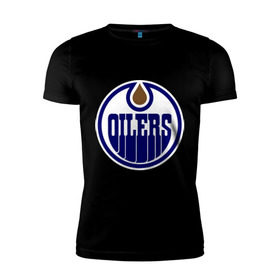 Мужская футболка премиум с принтом Edmonton Oilers в Екатеринбурге, 92% хлопок, 8% лайкра | приталенный силуэт, круглый вырез ворота, длина до линии бедра, короткий рукав | edmonton oilers | nhl | нхл | хокей | хоккей | эдмонтон ойлерс
