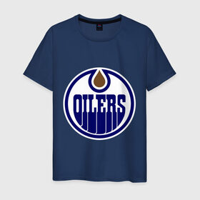 Мужская футболка хлопок с принтом Edmonton Oilers в Екатеринбурге, 100% хлопок | прямой крой, круглый вырез горловины, длина до линии бедер, слегка спущенное плечо. | edmonton oilers | nhl | нхл | хокей | хоккей | эдмонтон ойлерс