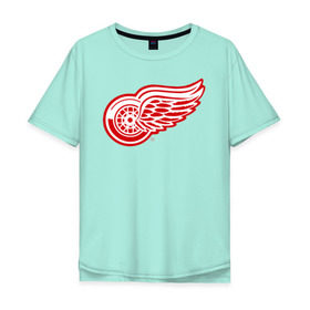 Мужская футболка хлопок Oversize с принтом Detroit Red Wings в Екатеринбурге, 100% хлопок | свободный крой, круглый ворот, “спинка” длиннее передней части | hockey | nhl | лига | нхл | хокей | хоккей | хоккейная лига