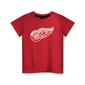 Детская футболка хлопок с принтом Detroit Red Wings в Екатеринбурге, 100% хлопок | круглый вырез горловины, полуприлегающий силуэт, длина до линии бедер | hockey | nhl | лига | нхл | хокей | хоккей | хоккейная лига
