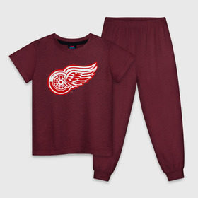 Детская пижама хлопок с принтом Detroit Red Wings в Екатеринбурге, 100% хлопок |  брюки и футболка прямого кроя, без карманов, на брюках мягкая резинка на поясе и по низу штанин
 | hockey | nhl | лига | нхл | хокей | хоккей | хоккейная лига