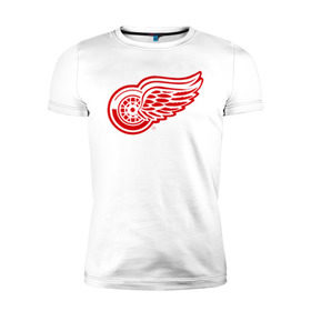 Мужская футболка премиум с принтом Detroit Red Wings в Екатеринбурге, 92% хлопок, 8% лайкра | приталенный силуэт, круглый вырез ворота, длина до линии бедра, короткий рукав | hockey | nhl | лига | нхл | хокей | хоккей | хоккейная лига