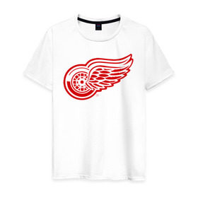 Мужская футболка хлопок с принтом Detroit Red Wings в Екатеринбурге, 100% хлопок | прямой крой, круглый вырез горловины, длина до линии бедер, слегка спущенное плечо. | hockey | nhl | лига | нхл | хокей | хоккей | хоккейная лига