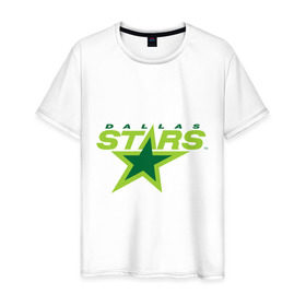 Мужская футболка хлопок с принтом Dallas Stars в Екатеринбурге, 100% хлопок | прямой крой, круглый вырез горловины, длина до линии бедер, слегка спущенное плечо. | dallas stars | nhl | даллас старс | нхл | хоккей | хоккейная лига