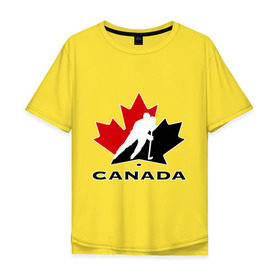 Мужская футболка хлопок Oversize с принтом Canada в Екатеринбурге, 100% хлопок | свободный крой, круглый ворот, “спинка” длиннее передней части | Тематика изображения на принте: canada | hockey | nhl | канада | лига | нхл | хокей | хокейнаялига | хоккей | хоккейная лига