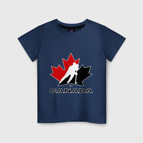 Детская футболка хлопок с принтом Canada в Екатеринбурге, 100% хлопок | круглый вырез горловины, полуприлегающий силуэт, длина до линии бедер | Тематика изображения на принте: canada | hockey | nhl | канада | лига | нхл | хокей | хокейнаялига | хоккей | хоккейная лига