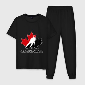 Мужская пижама хлопок с принтом Canada в Екатеринбурге, 100% хлопок | брюки и футболка прямого кроя, без карманов, на брюках мягкая резинка на поясе и по низу штанин
 | canada | hockey | nhl | канада | лига | нхл | хокей | хокейнаялига | хоккей | хоккейная лига