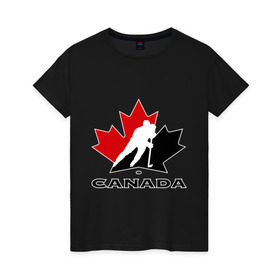 Женская футболка хлопок с принтом Canada в Екатеринбурге, 100% хлопок | прямой крой, круглый вырез горловины, длина до линии бедер, слегка спущенное плечо | canada | hockey | nhl | канада | лига | нхл | хокей | хокейнаялига | хоккей | хоккейная лига