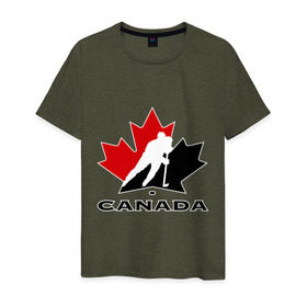 Мужская футболка хлопок с принтом Canada в Екатеринбурге, 100% хлопок | прямой крой, круглый вырез горловины, длина до линии бедер, слегка спущенное плечо. | canada | hockey | nhl | канада | лига | нхл | хокей | хокейнаялига | хоккей | хоккейная лига