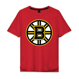 Мужская футболка хлопок Oversize с принтом Boston Bruins в Екатеринбурге, 100% хлопок | свободный крой, круглый ворот, “спинка” длиннее передней части | нхл | хоккейная лига