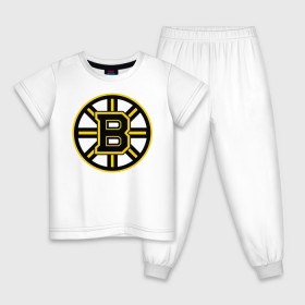 Детская пижама хлопок с принтом Boston Bruins в Екатеринбурге, 100% хлопок |  брюки и футболка прямого кроя, без карманов, на брюках мягкая резинка на поясе и по низу штанин
 | нхл | хоккейная лига