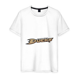 Мужская футболка хлопок с принтом Anaheim Ducks в Екатеринбурге, 100% хлопок | прямой крой, круглый вырез горловины, длина до линии бедер, слегка спущенное плечо. | anaheim ducks | nhl | дакс | нхл | хоккей | хоккейная лига
