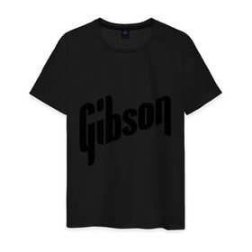 Мужская футболка хлопок с принтом Gibson в Екатеринбурге, 100% хлопок | прямой крой, круглый вырез горловины, длина до линии бедер, слегка спущенное плечо. | gibson | metall | rock | метал | металл | рок