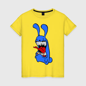 Женская футболка хлопок с принтом Злой заяц в Екатеринбурге, 100% хлопок | прямой крой, круглый вырез горловины, длина до линии бедер, слегка спущенное плечо | злой заяц | монстры