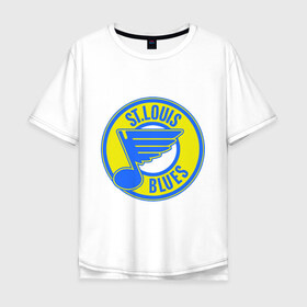 Мужская футболка хлопок Oversize с принтом St.luis blues в Екатеринбурге, 100% хлопок | свободный крой, круглый ворот, “спинка” длиннее передней части | nhl | st.luis blues | лига | национальная лига | нхл | хоккей | хоккейная лига