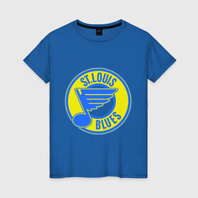 Женская футболка хлопок с принтом St.luis blues в Екатеринбурге, 100% хлопок | прямой крой, круглый вырез горловины, длина до линии бедер, слегка спущенное плечо | nhl | st.luis blues | лига | национальная лига | нхл | хоккей | хоккейная лига